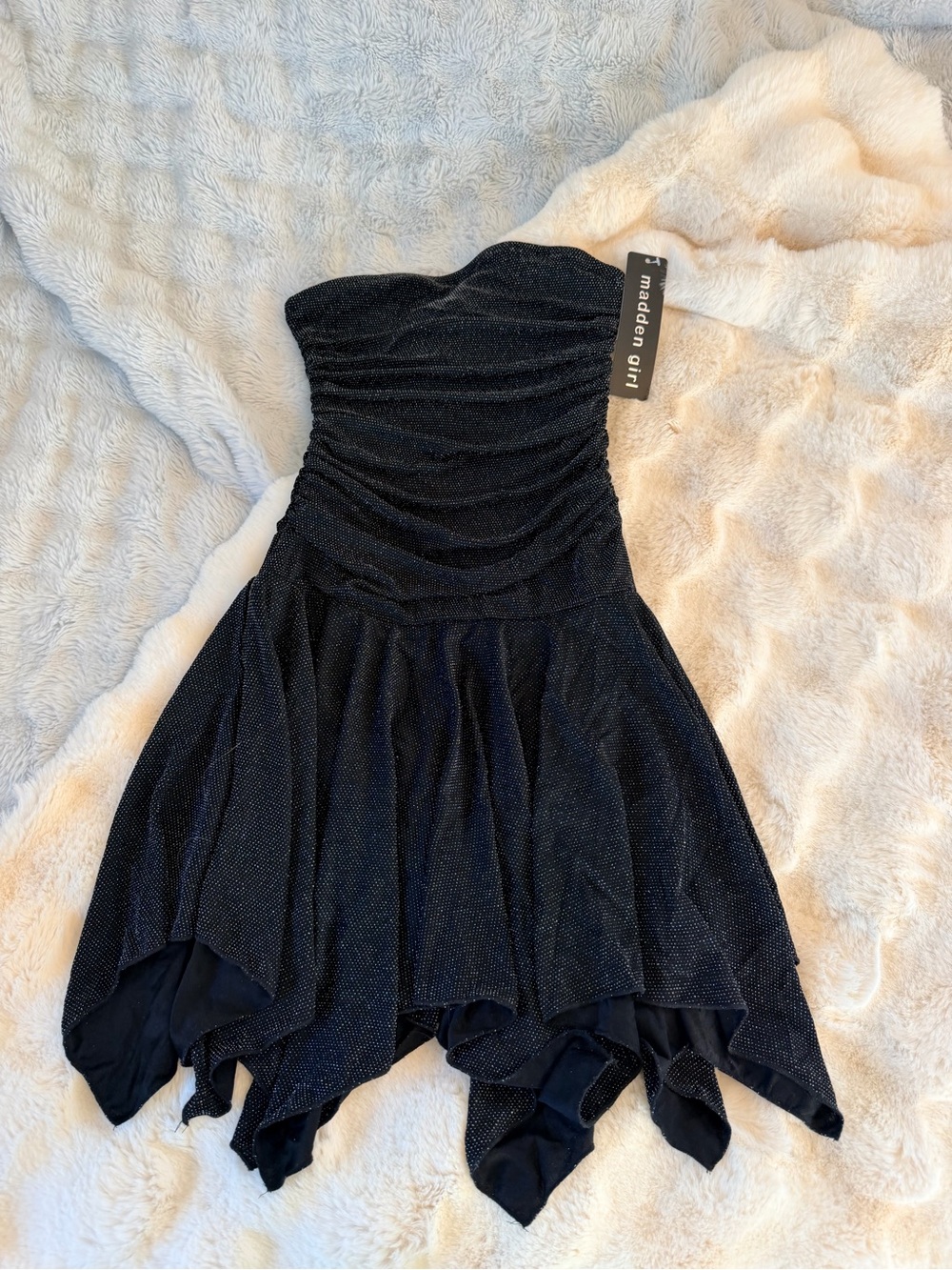Madden Girl Strapless Sparkle Black Party Dress